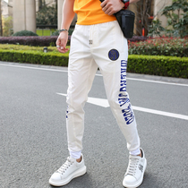 Mens 2020 Summer new fashion slim toe sports Tide brand small feet White casual pants mens youth trousers