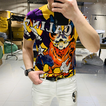 2020 Summer new Tide brand printing letter short sleeve T-shirt mens personality fashion trend slim net red half sleeve tide