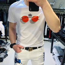 2019 models (broken code welfare leak) fashion trend digital pattern young handsome elastic slim T-shirt men