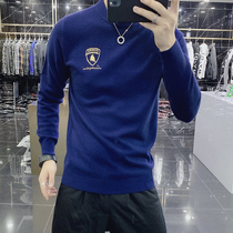 Winter new European and American trendy fashion casual pure sweater mens body round neckline embroidered 100 hitch cashmere sweater