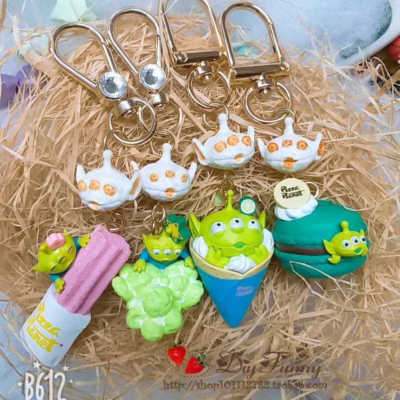 Cartoon Toy Story Three Eyes Popcorn Food Play Keychain Bag Pendant Creative Couple Keychain INS