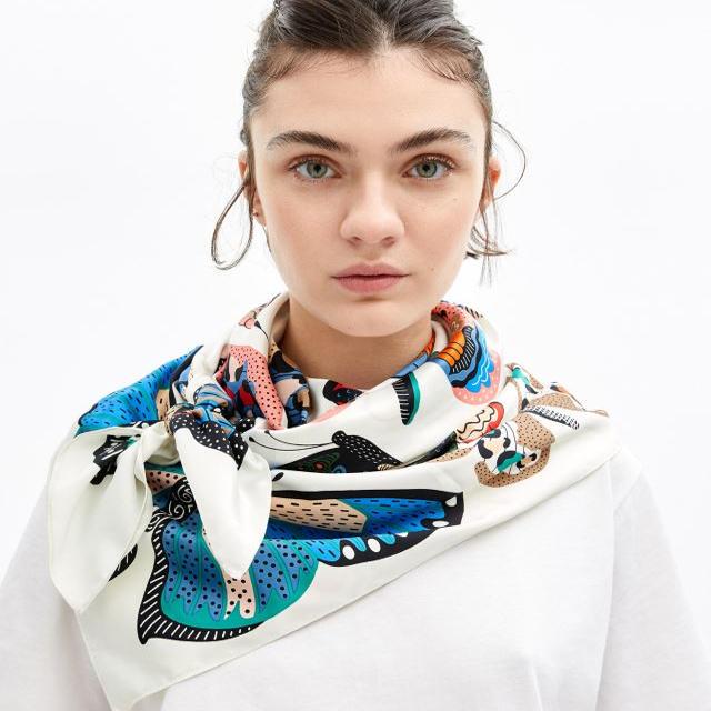 Original Foreign Trade Spanish Printed Color-Blocked Square Scarf, Beach Towel 120*120