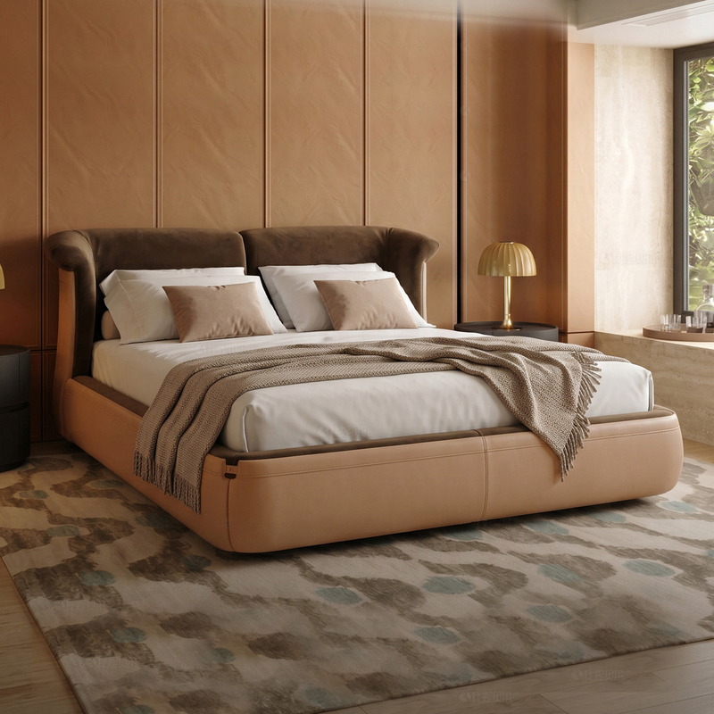Italian-Style Light Luxury Fendi Peekasleep Casa Bed, Imported Fabric Double Bed, High-End Old Money Style Master Bedroom Wedding Bed Italian-Style Light Luxury Fendi Peekasleep Casa Bed, Imported Fabric Double Bed, High-End Old Money Style Master Bedroom Wedding Bed