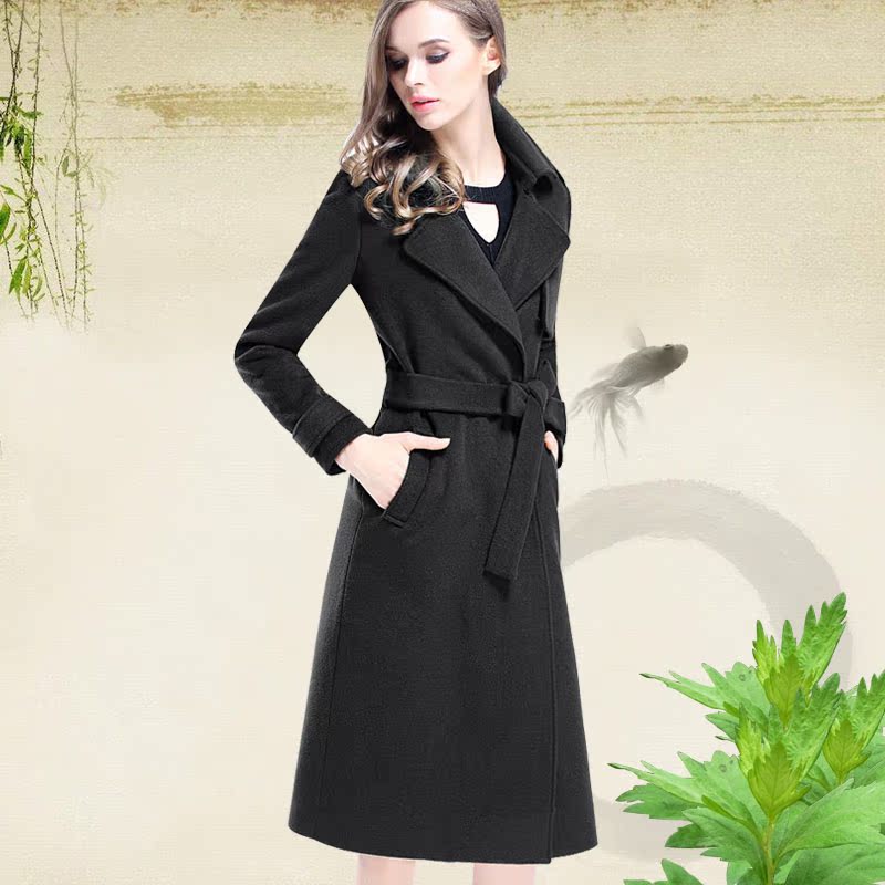 Áo khoác len mùa thu và mùa đông với áo khoác nữ dài đến đầu gối trong phần dài của áo gió mỏng Nizi - Trung bình và dài Coat áo phao nữ