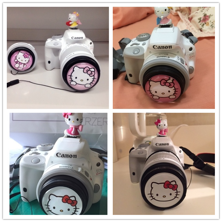 Canon 100d KISS X7 cute cartoon lens cover hot shoe cover anti-loss rope set SLR camera accessories