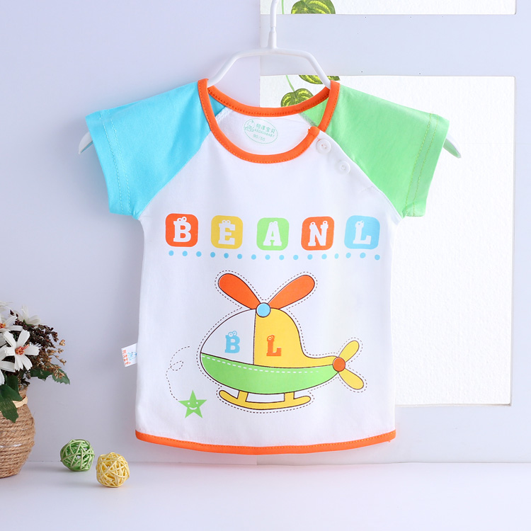 Mùa hè bé quần áo ngắn tay T-Shirt nửa tay nam giới và phụ nữ bé áo sơ mi mỏng sợi tre mỏng quần áo trẻ sơ sinh cotton