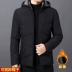 Áo khoác có mũ trùm đầu của bố dành cho nam giới 40-45-50 tuổi trung niên và thanh niên để giữ ấm Áo khoác đệm ngắn có mũ trùm đầu - Áo vest cotton Áo vest cotton