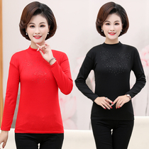 Mother dress 40 to 50 more than 60 years old wear spring and autumn middle-aged womens top long sleeve T-shirt base shirt