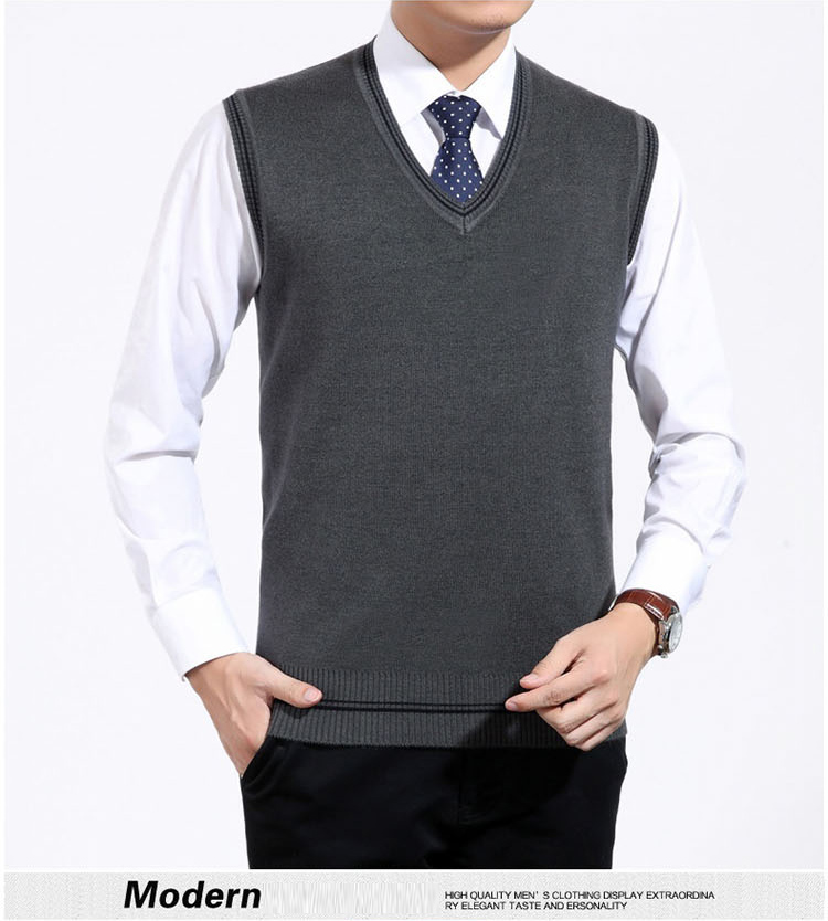 Thời trang new BF nam vest vest thanh niên daddy trở lại, len vest vest len ​​áo len đầu đan cha