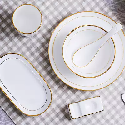 European White Phnom Penh Bowl plate bone china tableware high-end hotel luxury club restaurant dining room box supplies table