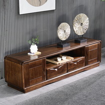 New Chinese style black walnut solid wood TV cabinet home living room video cabinet complete modern minimalist combination floor cabinet