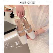 (Miss Morning) ~ 2022 summer famous Yuan Feng pure color water drill with thick and sandals