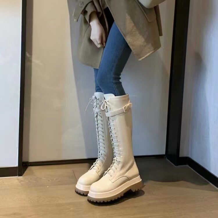 Cool - handsome street - thick - bottom round-head Martin short boots with plate zipper knight boots