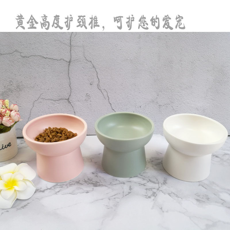 Ceramic High Foot Pet Cat Bowl Care Cervical Spine Cat Rice Bowls Dog Drinking Bowl Cat Food Bowl Snack Bowl anti-roll