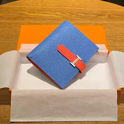 H home wallet women short leather 2021 New Two fold draw simple big name H buckle money clip small soft leather thin