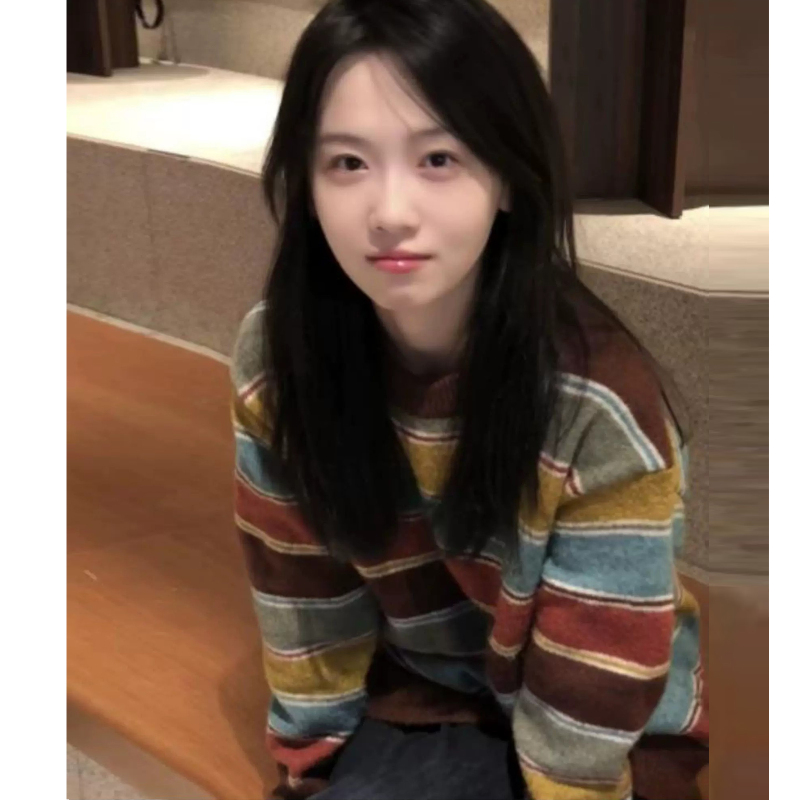 Color-Blocked Retro Striped Knit Pullover Sweater for Men and Women, Autumn and Winter, Casual Style, Thickened Top, Trendy