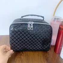 Korean Version Minimalist Makeup Bag Hand Portable Waterproof Pure Color Large Capacity PU Toiletries Containing Travel Color Makeup