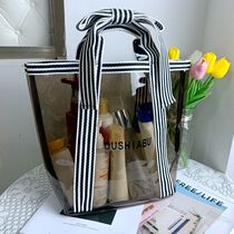 Japan-ROK TRANSPARENCY MAKEUP BAG HAND BUTTERFLY KNOT FASHION PVC DELICATE WASH BAG LARGE CAPACITY STORAGE TRAVEL PORTABLE