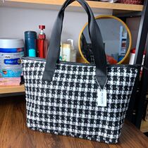Japan-ROK Makeup Bag Grid Nicline Large Capacity Single Shoulder Bag Lady Travel Portable Retro Gwash Debris storage