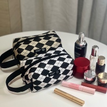 Japan-ROK Makeup Bag Checkered women Handheld with minimalist Colorful Makeup Collection Bag MULTIFUNCTION MAKEUP Pouch Delicate Portable Bag