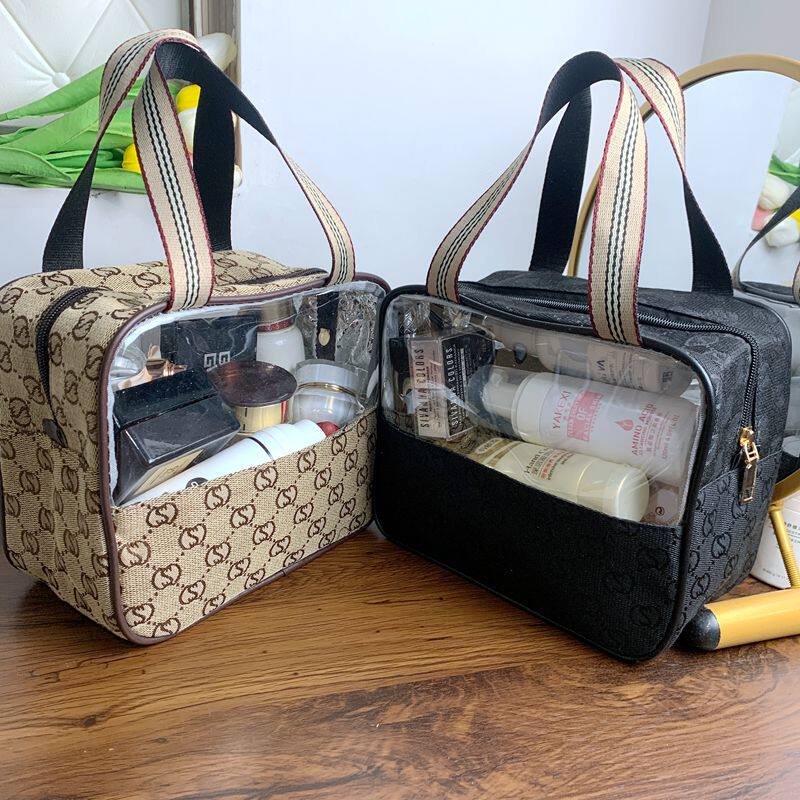 Portable cosmetic bag translucent waterproof business travel women's simple wash bag fitness travel bath large-capacity storage bag