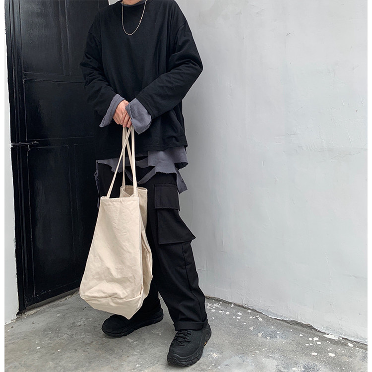 followtheemoney new product minimalist pure color casual male and female single shoulder bag canvas bag shopping bag