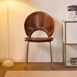 Scandinavian Solid Wood Dining Chair Shell Chair Retro Stool For Home Minimalist Backrest Dining Table and Chair Subnet Red Ancient Tea Table and Chair