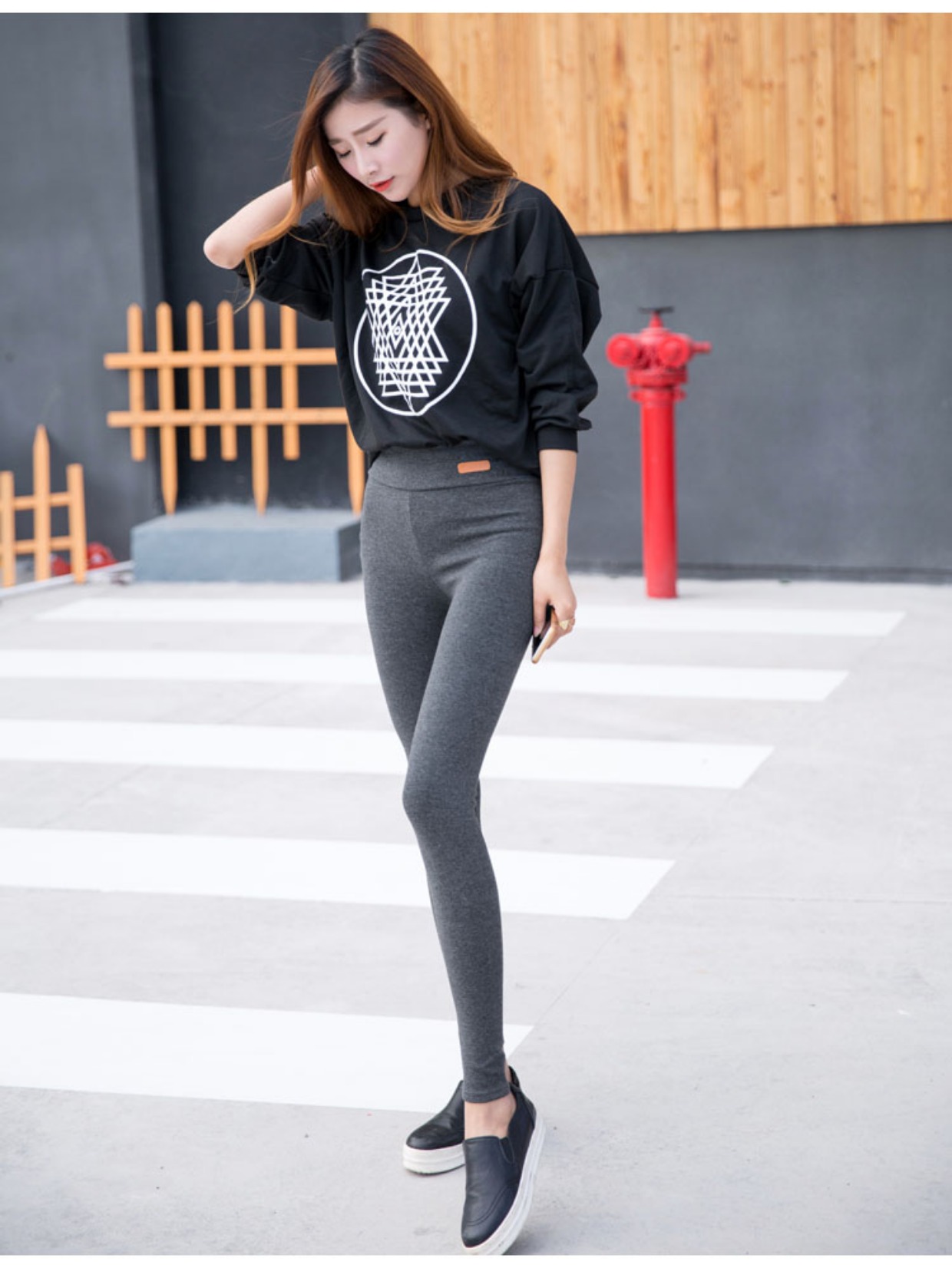 Phiên bản Hàn Quốc của quần legging xuân hè cho nữ quần cạp cao mặc quần mỏng phần chân đen quần bó sát, quần bó sát rộng quần ống rộng nữ