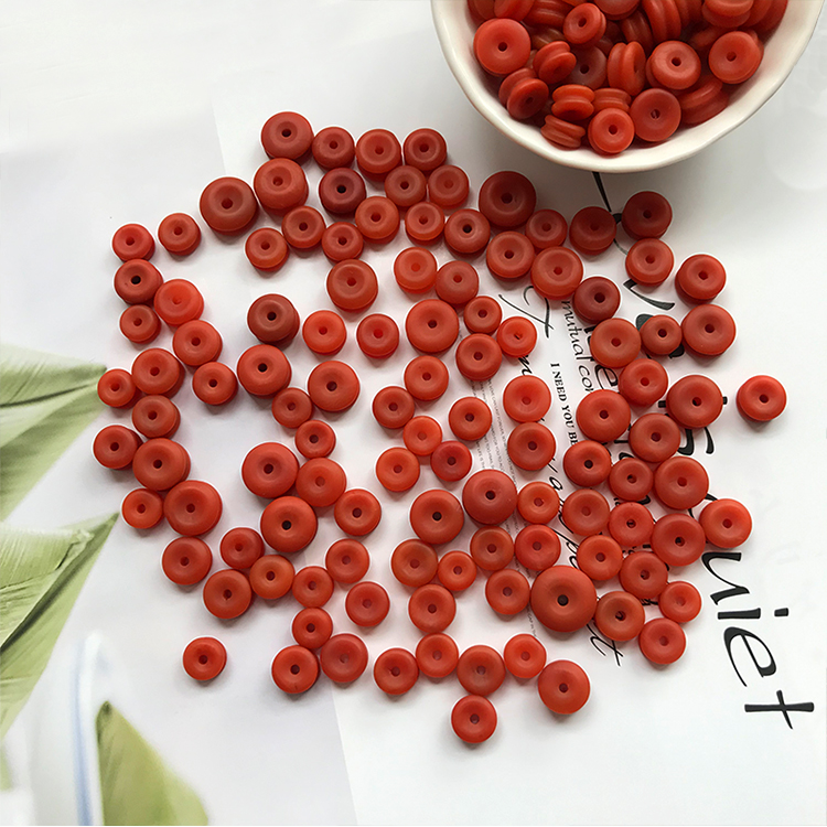 Raw ore southern red agate full color full meat wheel beads small accessories sweater chain bracelet carving piece diy matching accessories