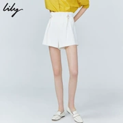 Lily2019 hè mới đen trắng eo cao eo thon túi giấy thẳng quần short nữ 119249C5938 - Quần short