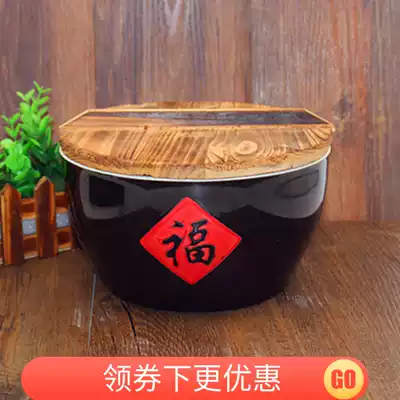 Ceramic thickened soil ceramic dishes, sweet wine bowls, soup bowls, special leisure farms, traditional creative water tanks, lucky characters, Rice tanks