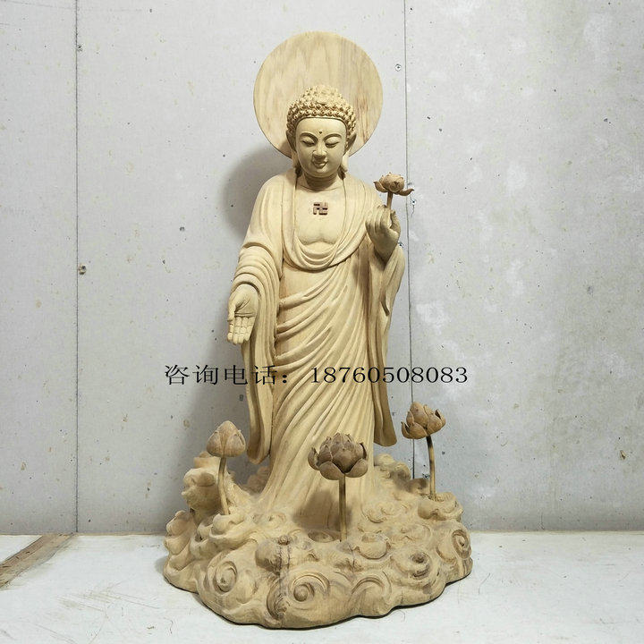 The Amitabha Buddha statue of the Buddha at the mercy of the fragrant Zhangmu engraving the western extreme Lean without a reference to the Buddhist craftsmanship boutique
