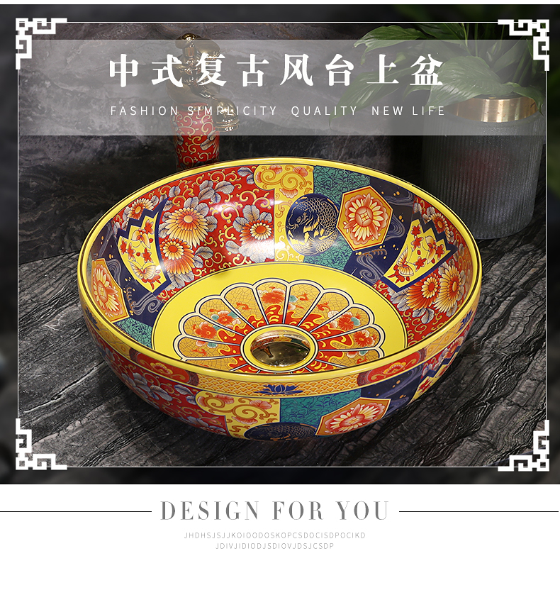 M letters birds retro art stage basin round toilet lavabo household lavatory pool ceramic face basin trumpet