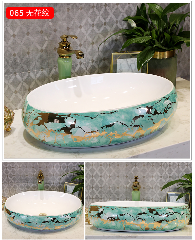 M letters birds stage basin sink ceramic art toilet lavatory oval European wash gargle basin of household