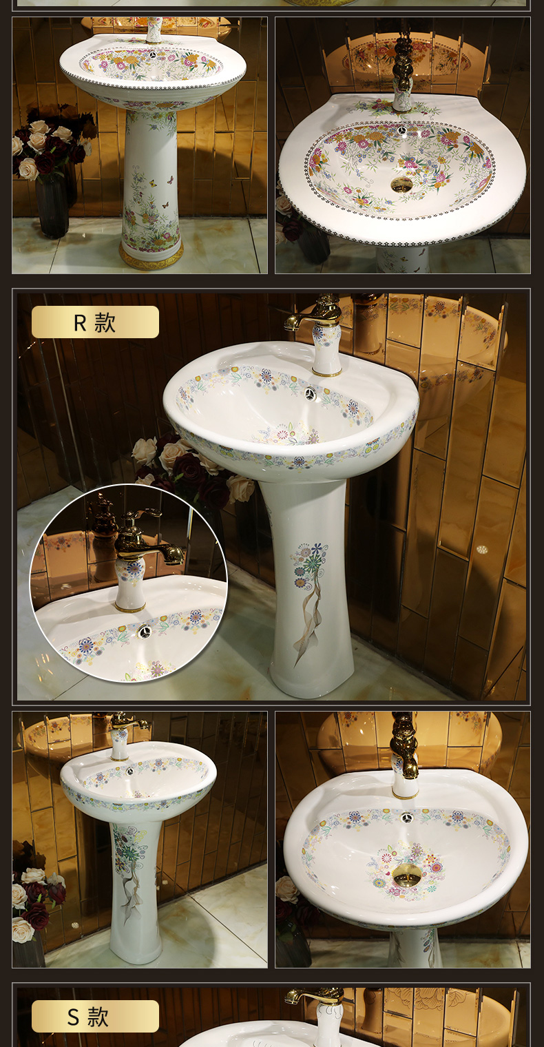 Ceramic column type lavatory floor toilet pillar lavabo contracted balcony basin sink