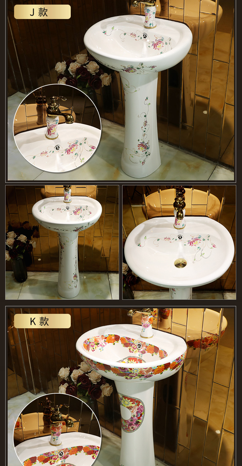 Ceramic column type lavatory floor toilet pillar lavabo contracted balcony basin sink