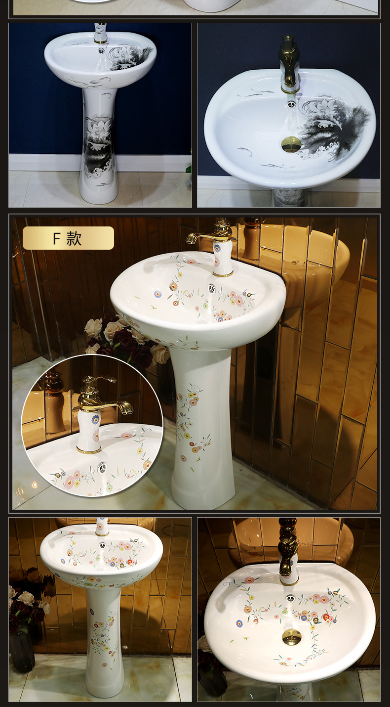 Ceramic column type lavatory floor toilet pillar lavabo contracted balcony basin sink