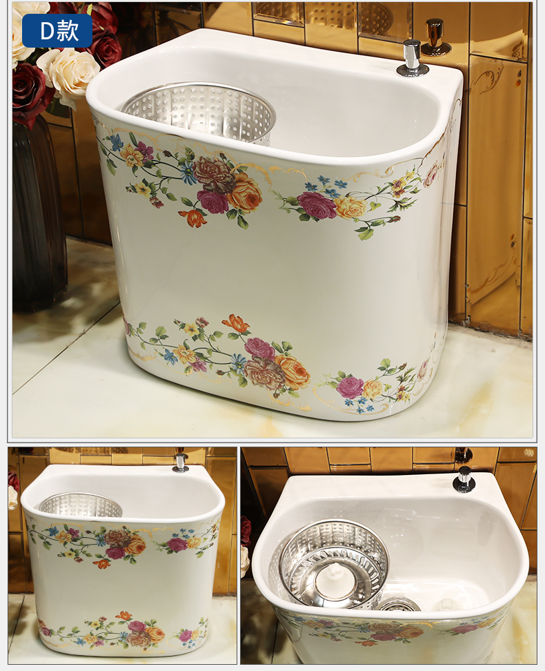 M letters bird ceramics decorated mop pool small balcony large reservoir toilet stage control rotating double drive mop pool