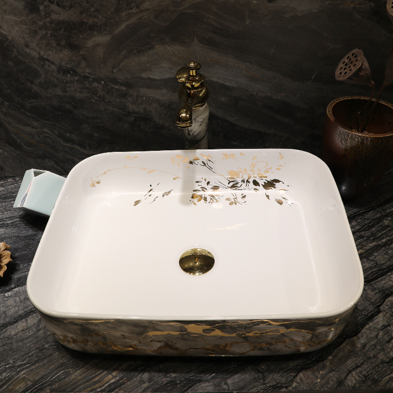 Ceramic art stage basin sink oval retro toilet lavatory basin small size household balcony