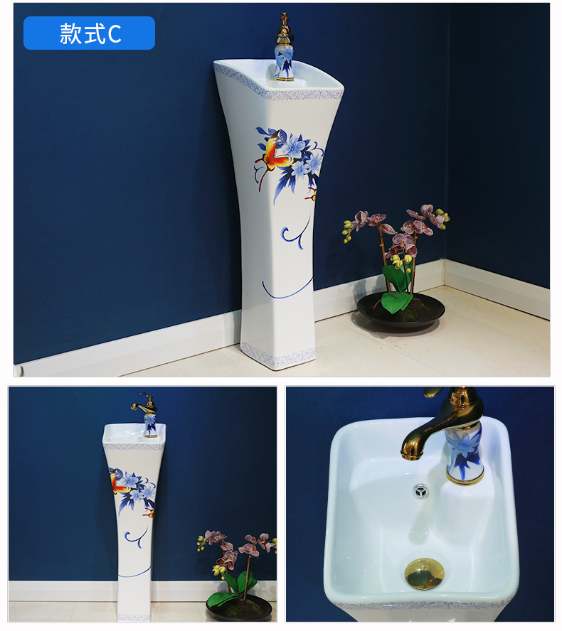 Ceramic basin of pillar type lavatory retro art basin is suing pillar one floor toilet lavabo