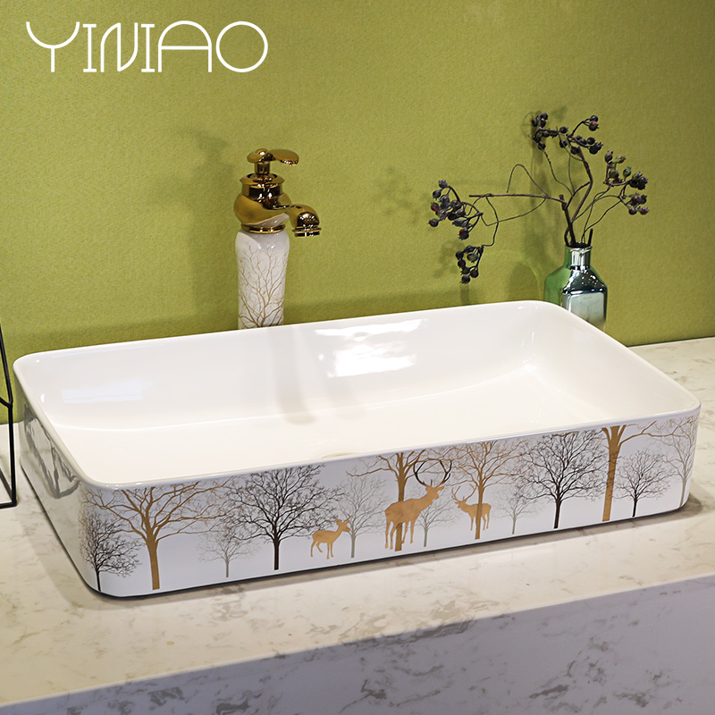 The stage basin sink toilet lavatory ceramic household sink to wash face basin rectangular Nordic art