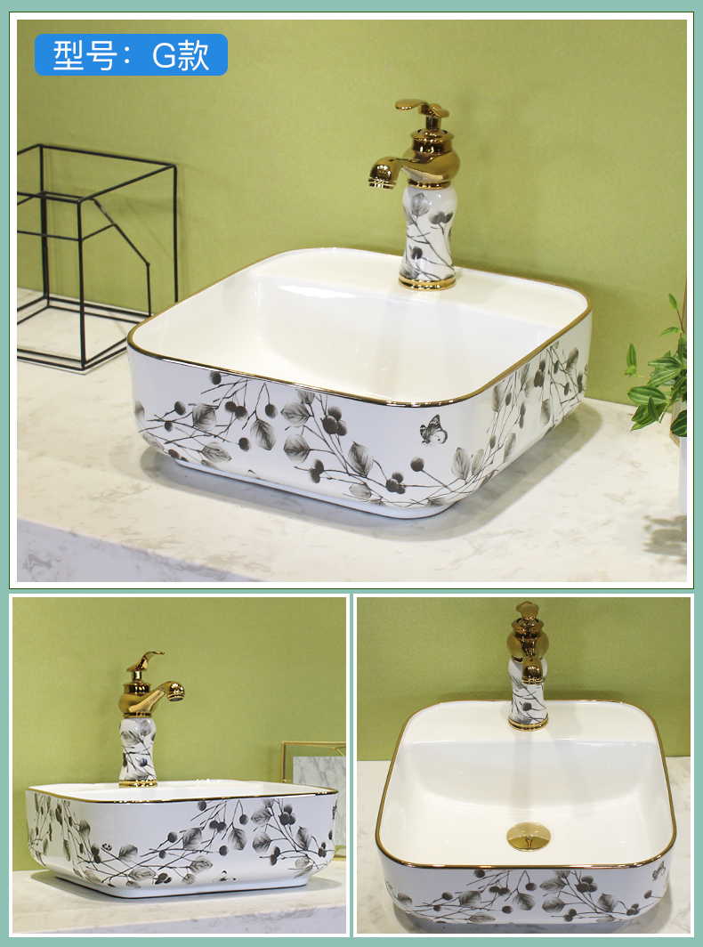 M letters birds on the butterfly ceramic basin sink single household lavatory basin in northern wind for wash basin basin