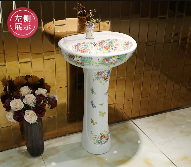 Pillar sink basin one balcony ceramic basin of Pillar type lavatory toilet column vertical floor type household