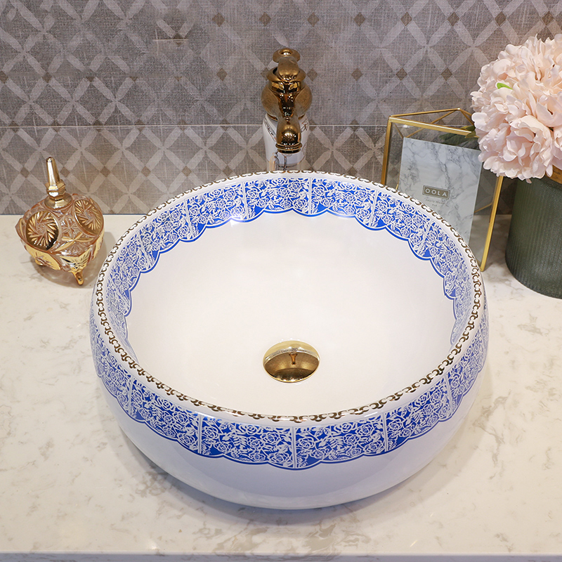 The stage basin round marble basin bathroom sinks ceramic art on The stage of The basin that wash a face to The sink