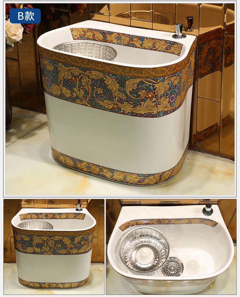 M letters bird ceramics decorated mop pool small balcony large reservoir toilet stage control rotating double drive mop pool