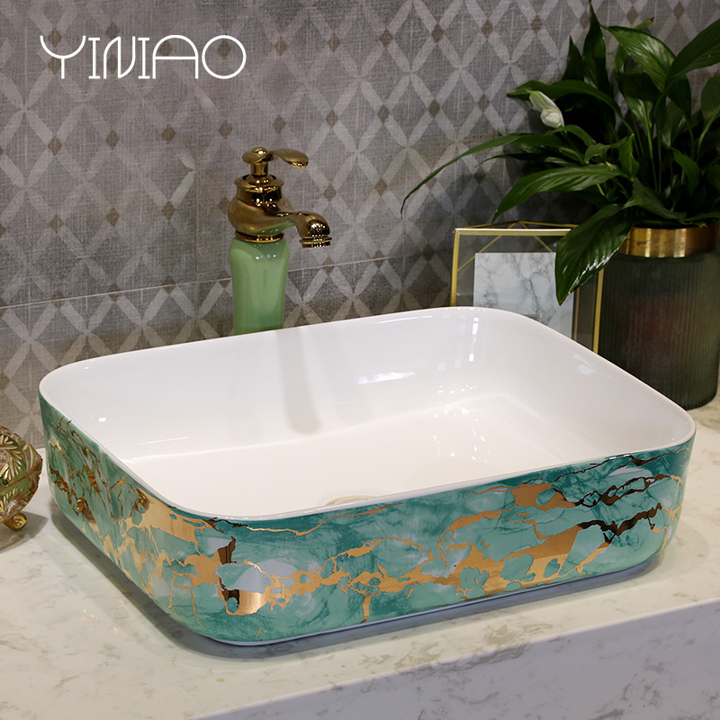 M letters birds stage basin sink ceramic art toilet lavatory oval European wash gargle basin of household