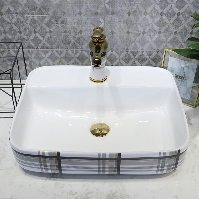 On the ceramic bowl, square, European art basin sink basin bathroom sinks counters are contracted household