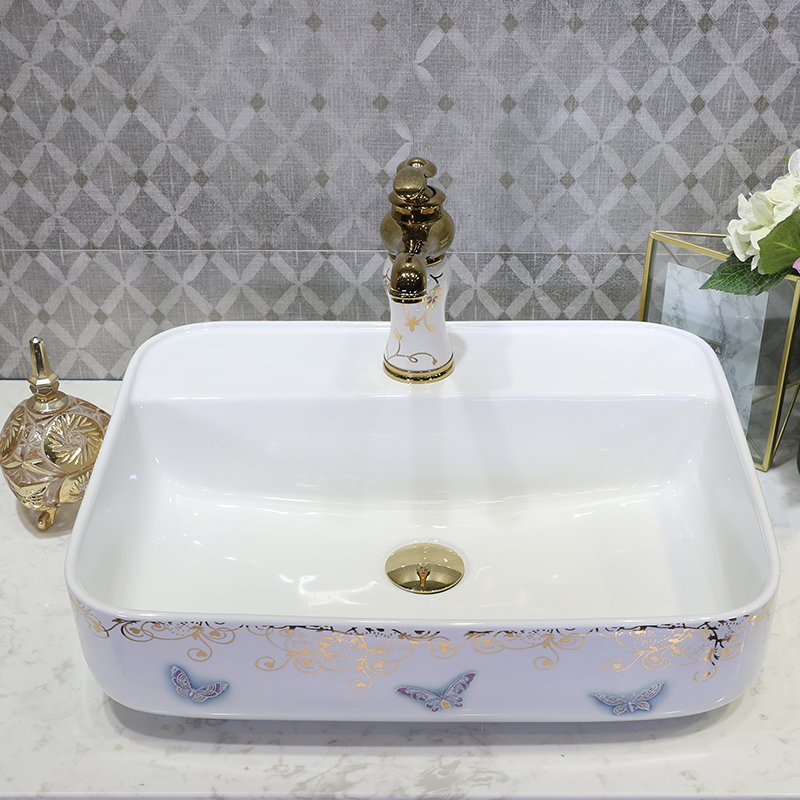 M letters birds ceramic art basin stage basin to square the Europe type lavatory toilet lavabo, marble table