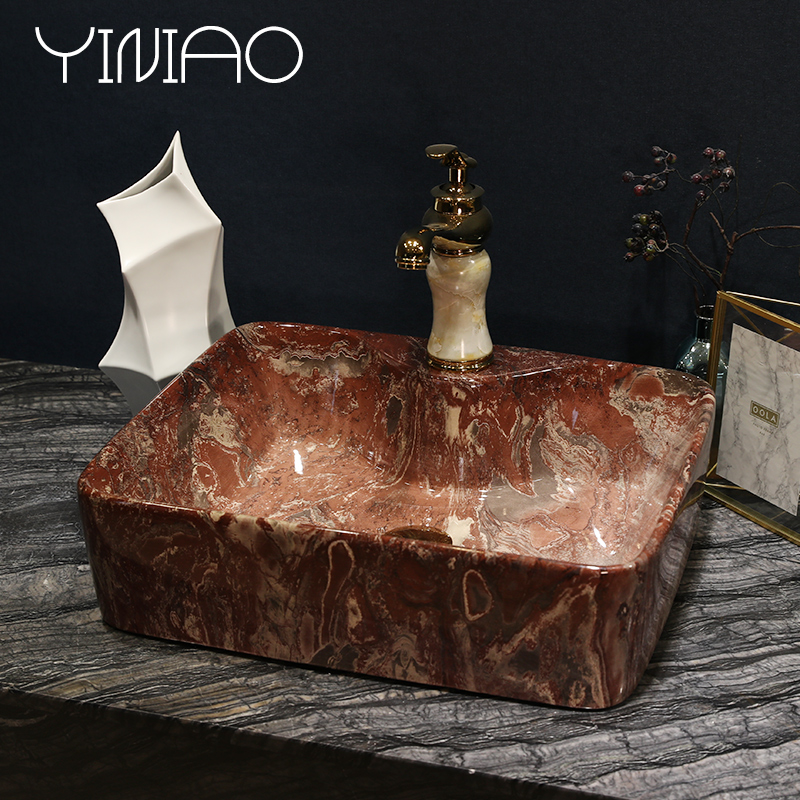 Ou on the sink rectangular lavatory toilet basin art ceramic marble table for wash gargle