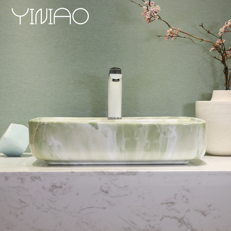 Jingdezhen art lavatory modern green marble basin bathroom sink basin stage basin